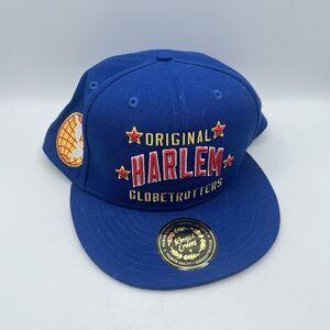 Original Harlem Globetrotters Hat Cap Fitted Size 8 Blue Rings & Crwns